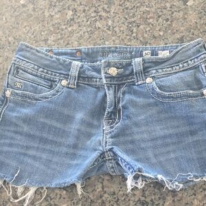 Miss Me Light Blue Frayed Jean Shorts
